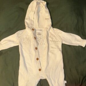 Little Me White Knit Baby Footie